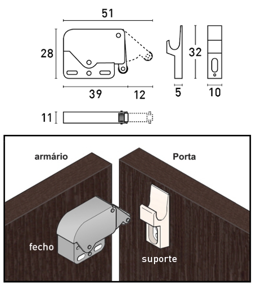 Fecho com mola Tic-Tac
